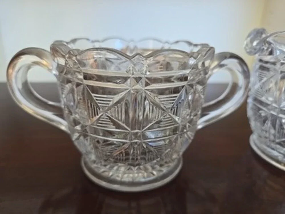 Antique Creamer & Sugar 1920's Roman Cross  Rare
